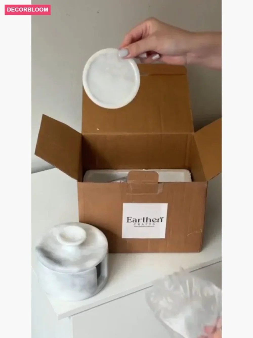 Set of 6 Handmade Marble Coasters with Holder - 3.5in